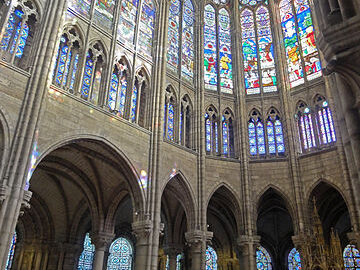 Photo of stained glass inside Saint-Denis Basilica Paris, France.